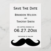Gold Foil Frohe Weihnachten Save the Date Mustache Folieneinladung (Rückseite)