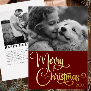 Gold Foil Frohe Weihnachts Custom Family Picture Folien Feiertagskarte