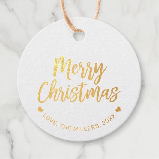 Gold Foil Frohe Weihnachtsgeschenke Tags (Vorderseite)