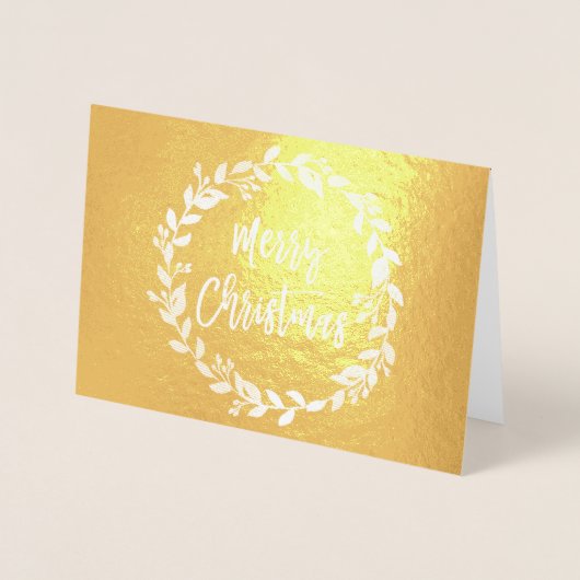 Gold Foil Frohe Weihnachtswraath Foto Card Folienkarte (Vorderseite)