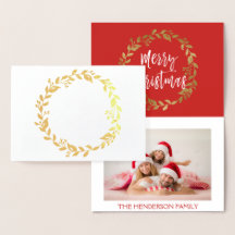 Gold Foil Frohe Weihnachtswraath Foto Card