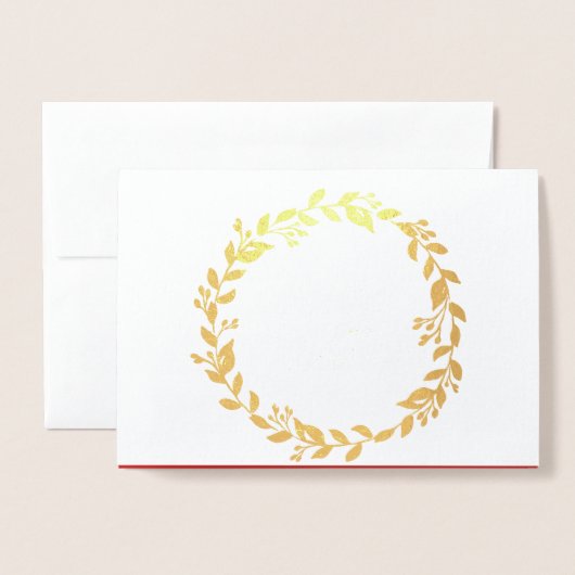 Gold Foil Frohe Weihnachtswraath Foto Card Folienkarte (Vorderseite mit Umschlag)
