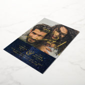 Gold Foil Galaxy Navy Save the Date QR Code Folieneinladung (Gedreht)