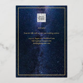 Gold Foil Galaxy Navy Save the Date QR Code Folieneinladung (Rückseite)