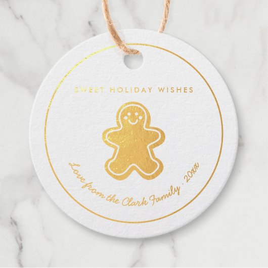 Gold Foil Gingerbread Mann Frohe Weihnachten Geschenkanhänger (Vorderseite)