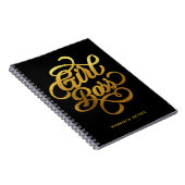 Gold Foil Girl Boss Typografie Black Notizblock (Rechte Seite)