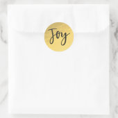 Gold Foil Glam Holiday JOY Moderne Weihnachten Runder Aufkleber (Tasche)
