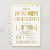 GOLD FOIL GLAMOUR BABY SHOWER EINLADUNG (Vorne/Hinten)
