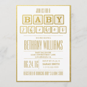 GOLD FOIL GLAMOUR BABY SHOWER EINLADUNG