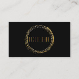 Gold Foil Glamour Circle Black Business Card Visitenkarte