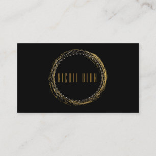Gold Foil Glamour Circle Black Business Card Visitenkarte