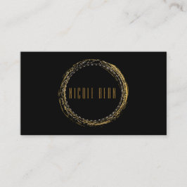 Gold Foil Glamour Circle Black Business Card Visitenkarte