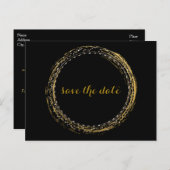 Gold Foil Glamour Circle Save the Date Postcard Ankündigungspostkarte (Vorne/Hinten)