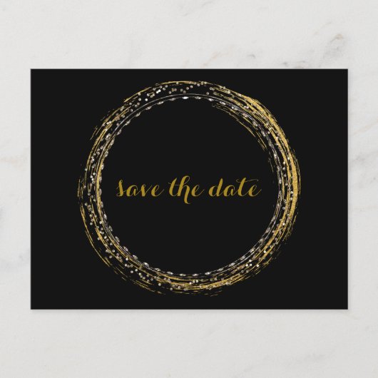 Gold Foil Glamour Circle Save the Date Postcard Ankündigungspostkarte (Vorderseite)