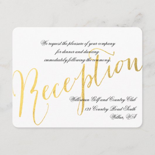 Gold Foil Glamour | Einladung zur Hochzeitsempfehl (Vorderseite)