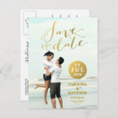 Gold Foil Glamour | Foto Save the Date Postkarte (Vorne/Hinten)