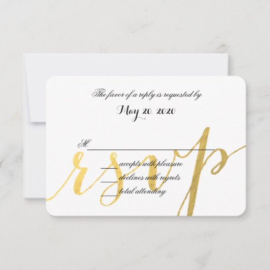 Gold Foil Glamour | Moderne RSVP-Karte für Hochzei RSVP Karte (Vorderseite)