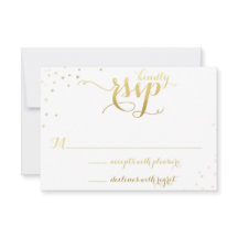 Gold Foil Glamour Wedding Einladung RSVP Card