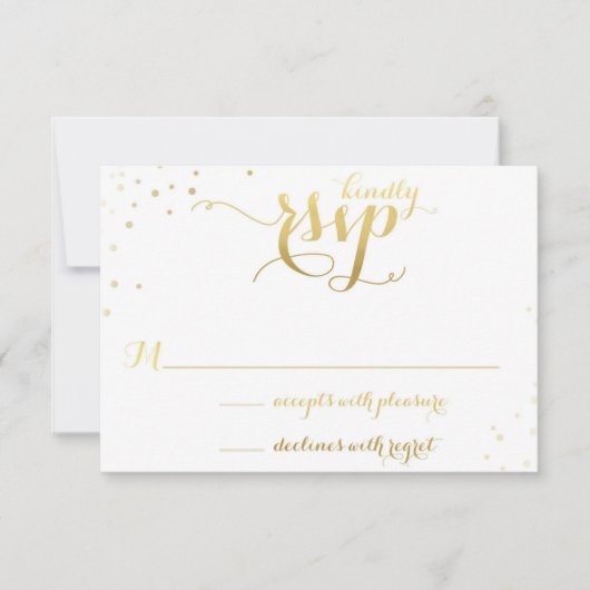 Gold Foil Glamour Wedding Einladung RSVP Card (Vorderseite)