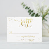 Gold Foil Glamour Wedding Einladung RSVP Card (Stehend Vorderseite)