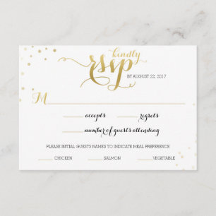 Gold Foil Glamour Wedding RSVP Card Karte