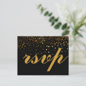 Gold Foil Glamour Wedding RSVP Einladung Postkarte (Stehend Vorderseite)