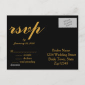 Gold Foil Glamour Wedding RSVP Einladungspostkarte (Rückseite)