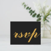 Gold Foil Glamour Wedding RSVP Einladungspostkarte (Stehend Vorderseite)