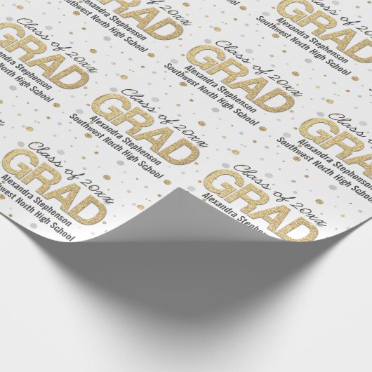 Gold Foil Glitter Confetti Graduation Party Custom Geschenkpapier (Ecke)