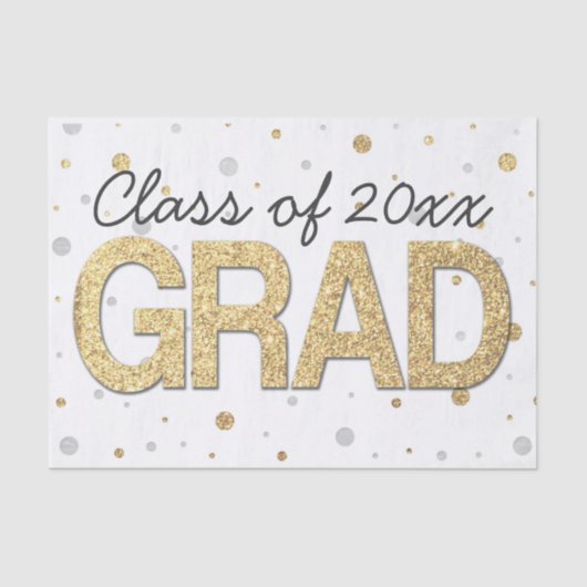 Gold Foil Glitter Confetti Graduation Party Custom Seidenpapier (Vorderseite)