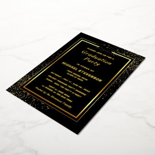 Gold Foil Glitzer Black Abschluss Einladung