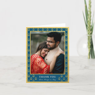 Gold Foil Glitzer Blume Hochzeit Foto geflochten Dankeskarte