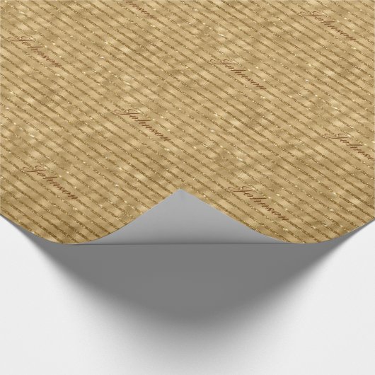 Gold Foil Glitzer gestreift Mit Monogramm Weihnach Geschenkpapier (Ecke)