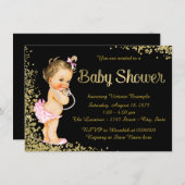 Gold Foil Glitzer Girl Baby Dusche Einladung (Vorne/Hinten)