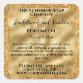 Gold Foil & Glitzer Parfümerrolle Flaschenetikett Quadratischer Aufkleber (Vorderseite)