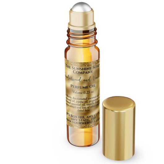 Gold Foil & Glitzer Parfümerrolle Flaschenetikett Quadratischer Aufkleber