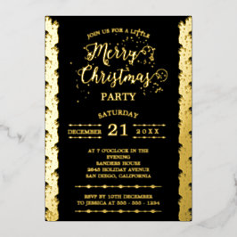 Gold Foil Glitzern Frohe Weihnachts Party Black Folieneinladung