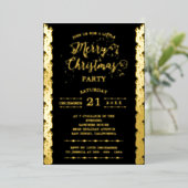 Gold Foil Glitzern Frohe Weihnachts Party Black Folieneinladung (Stehend vorne)