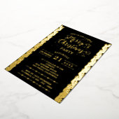 Gold Foil Glitzern Frohe Weihnachts Party Black Folieneinladung (Gedreht)