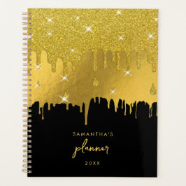 Gold Foil & Gold Glitzer Tropfen Script Planer