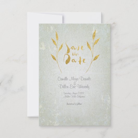 Gold Foil Gold Leaf-Effekt Rett-the-Date Hochzeit Save The Date (Vorderseite)