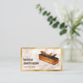 Gold Foil Gourmet Chocolate Cake Konditorei Bäcker Visitenkarte (Stehend Vorderseite)