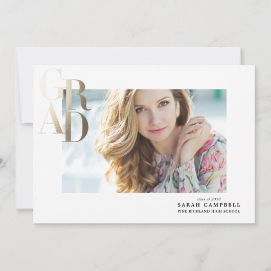Gold Foil GRAD Abschluss Card Einladung (Vorderseite)