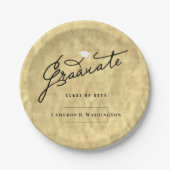 Gold Foil Graduate Script Stilvolle Graduierungspa Pappteller (Vorderseite)