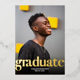 Gold FOIL GRADUATE ZWEI FOTOS ABSCHLUSS Folieneinladung