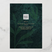 GOLD FOIL Green Blätter BRAUTPARTY QR Code Folieneinladung (Rückseite)