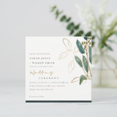 GOLD FOIL GREEN EUCALYPTUS FOLIAGE WEDING INVITE DANKESKARTE (Stehend Vorderseite)