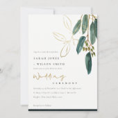 GOLD FOIL GREEN EUCALYPTUS FOLIAGE WEDING INVITE DANKESKARTE (Vorderseite)