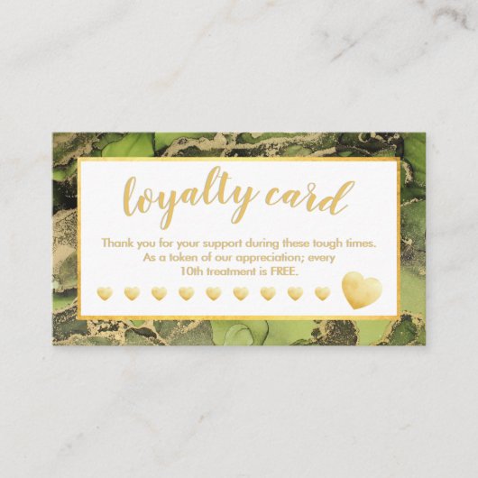 Gold Foil Green Salon Loyalty Card Treuekarte (Vorderseite)
