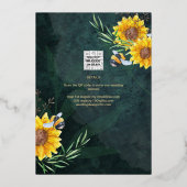 GOLD FOIL Green Sunblumen BRAUTPARTY QR Code Folieneinladung (Rückseite)